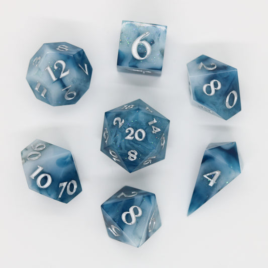 Blue Smoke Epoxy Resin Dice Set