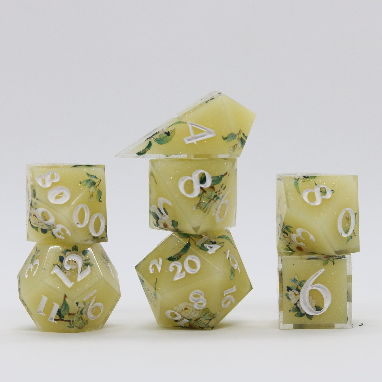 Mint Lemonade Epoxy Resin Dice Set