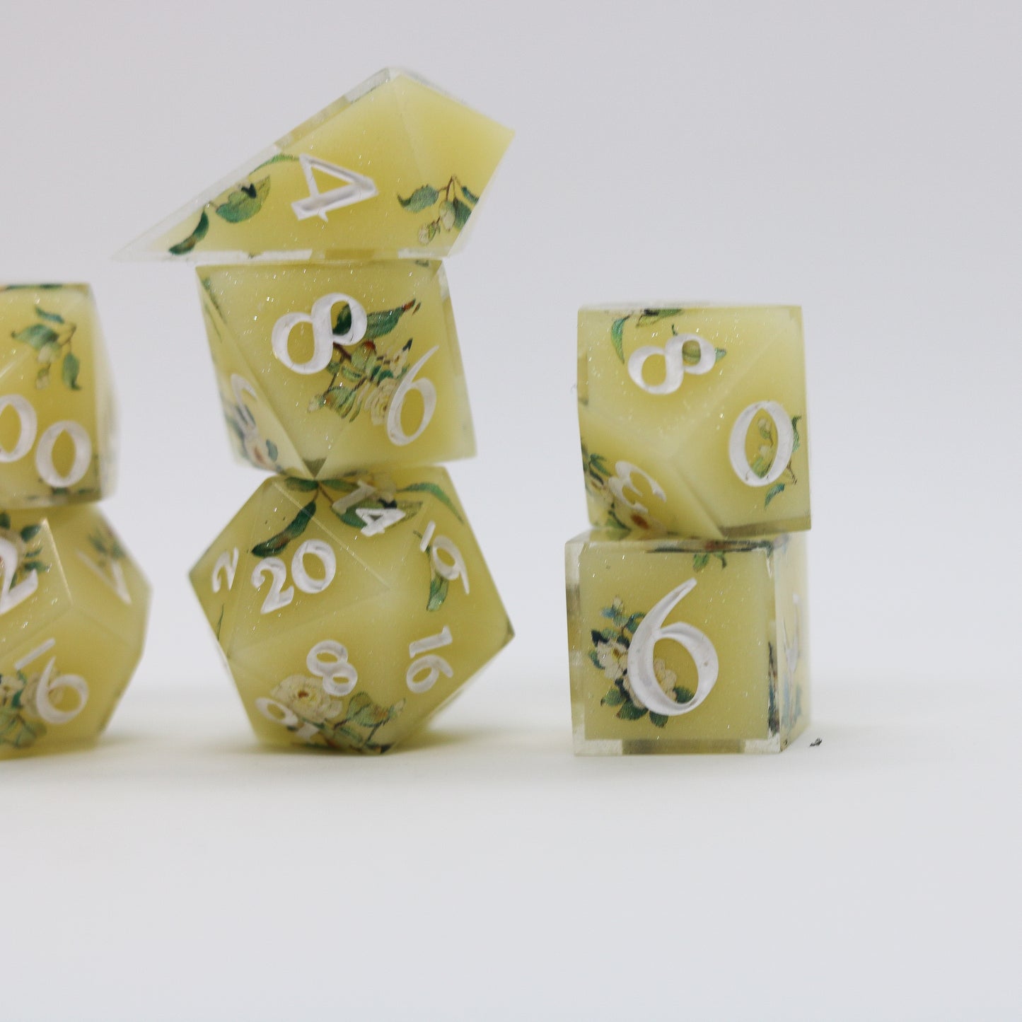 Mint Lemonade Epoxy Resin Dice Set