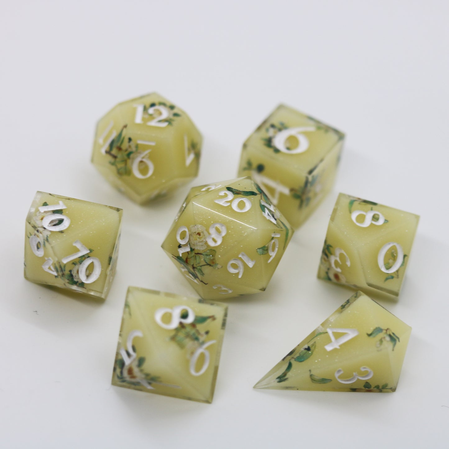 Mint Lemonade Epoxy Resin Dice Set