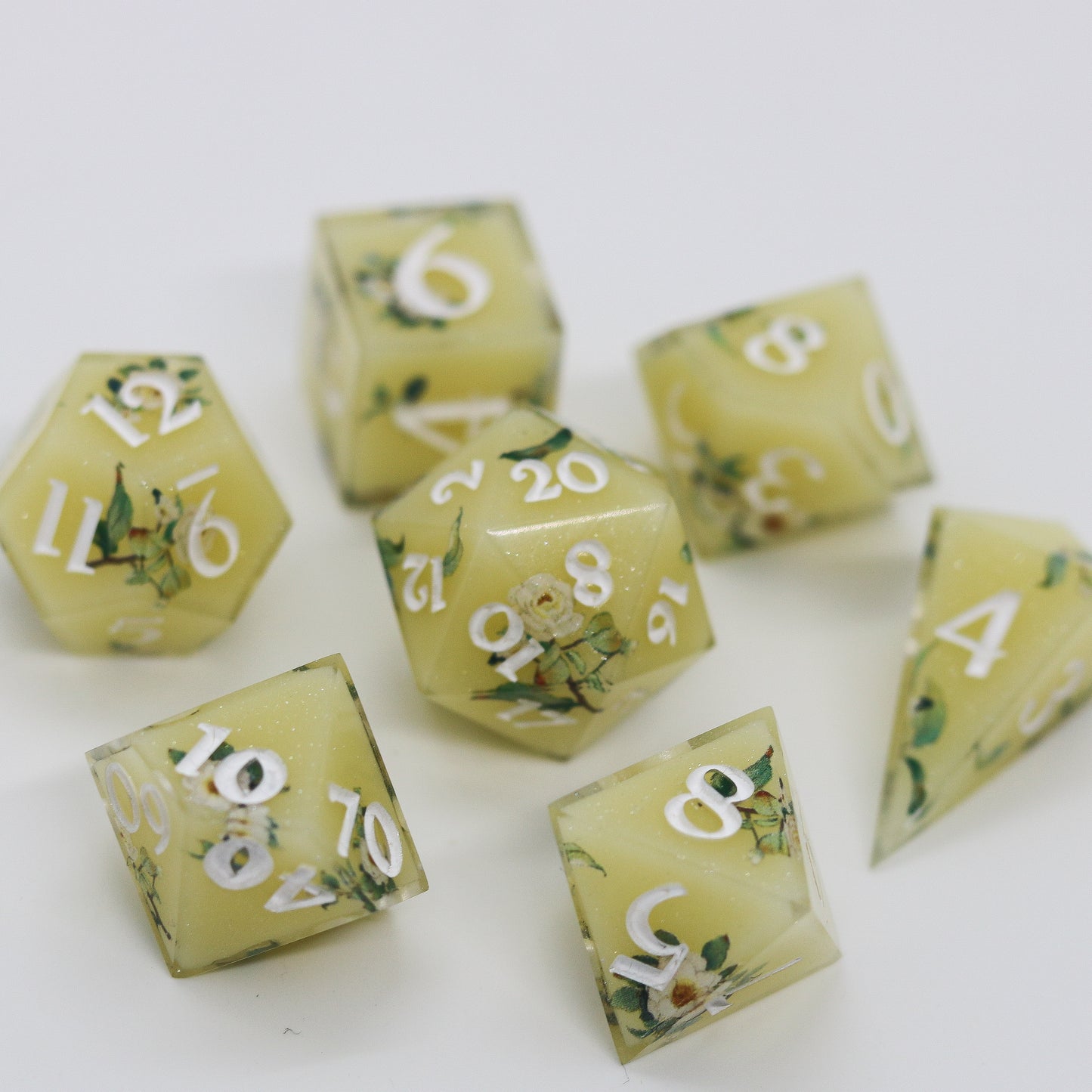 Mint Lemonade Epoxy Resin Dice Set