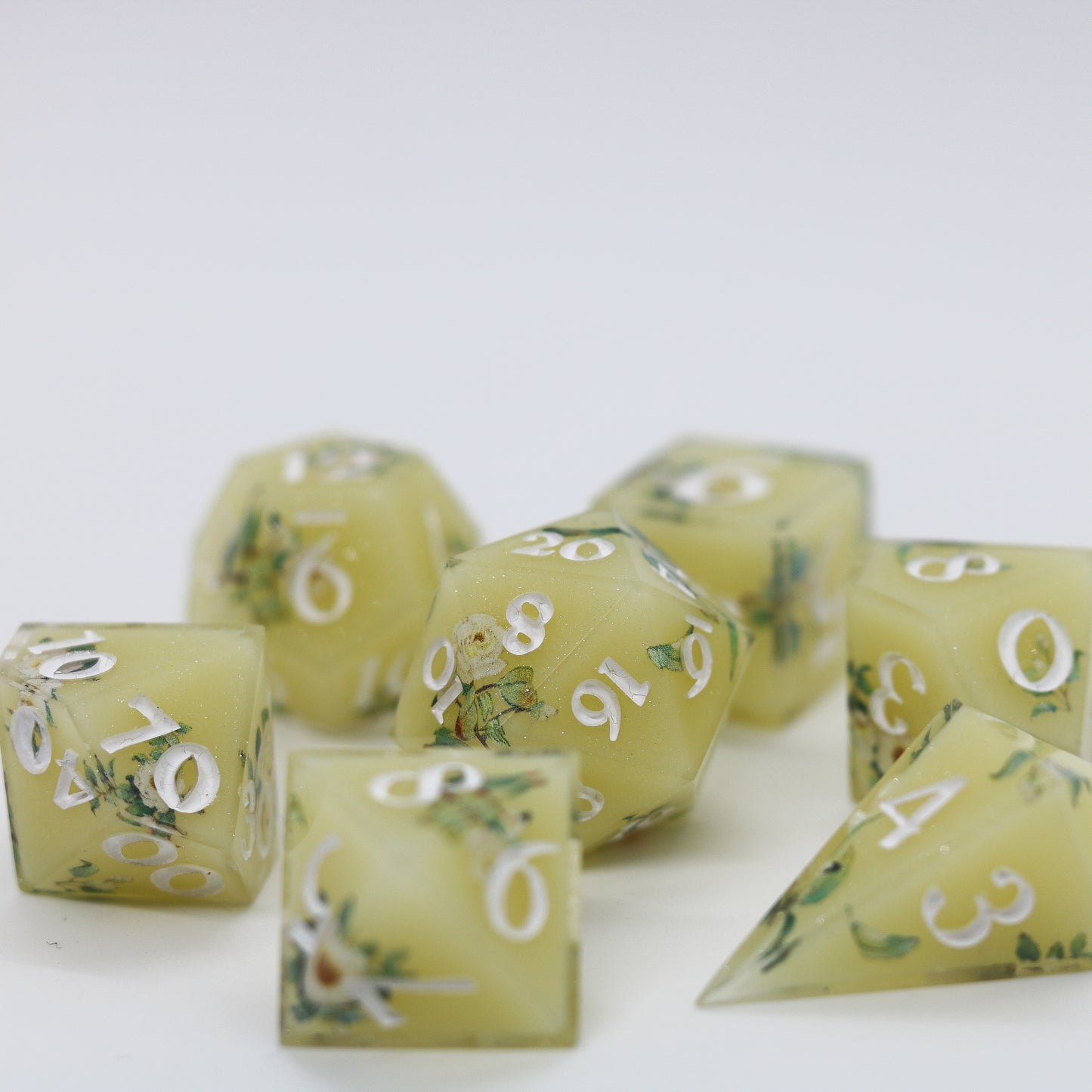 Mint Lemonade Epoxy Resin Dice Set