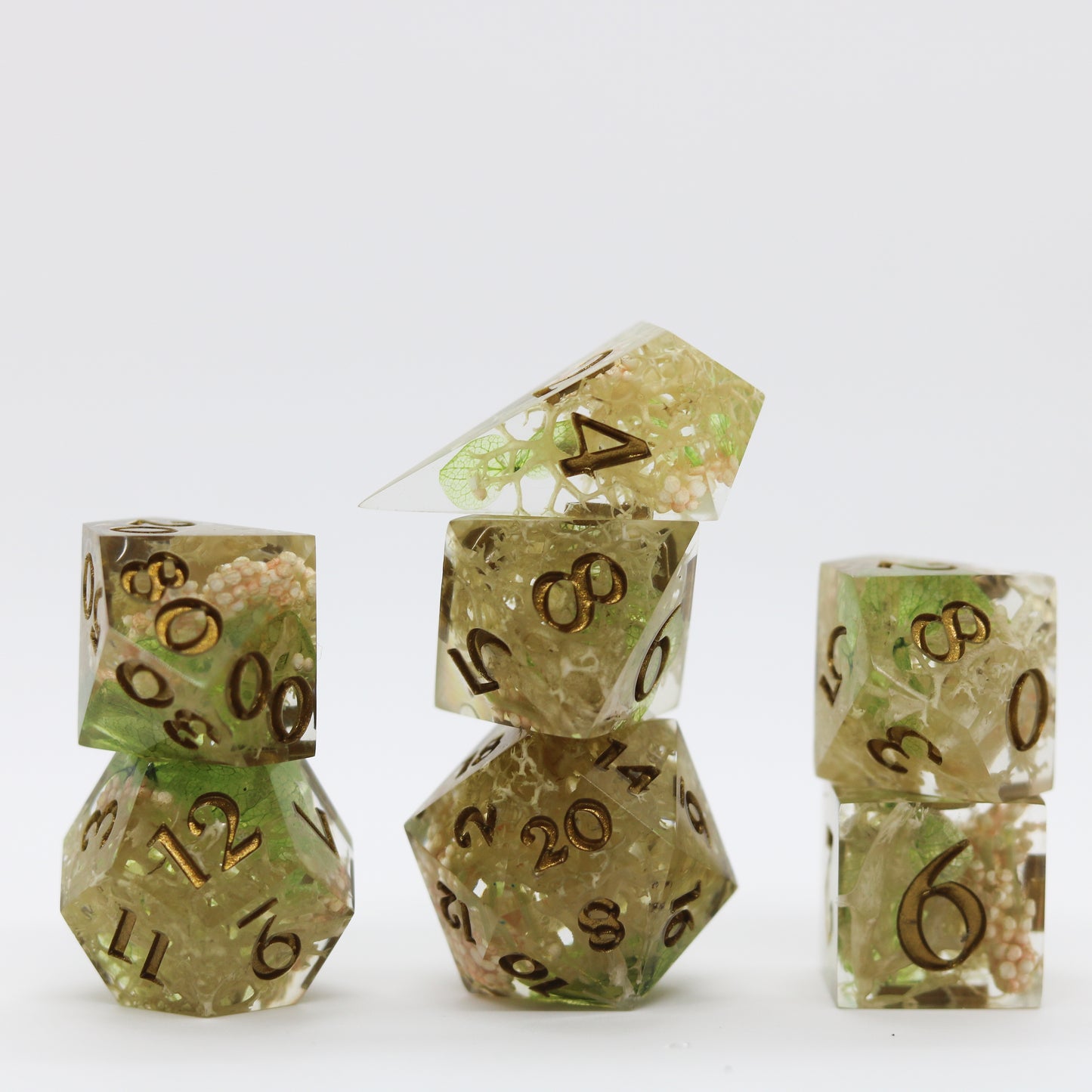 Spring Moss Epoxy Resin Dice Set