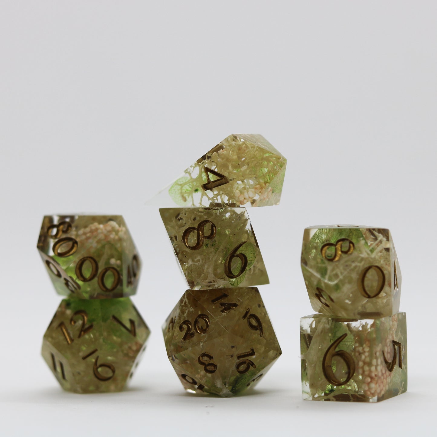 Spring Moss Epoxy Resin Dice Set