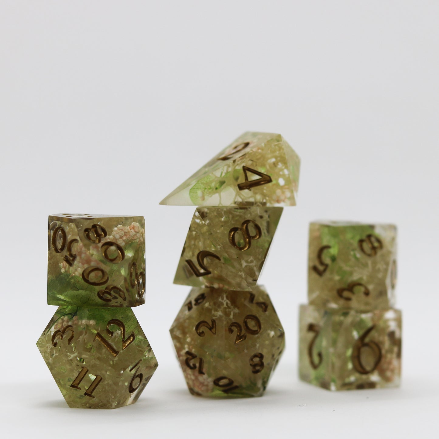 Spring Moss Epoxy Resin Dice Set