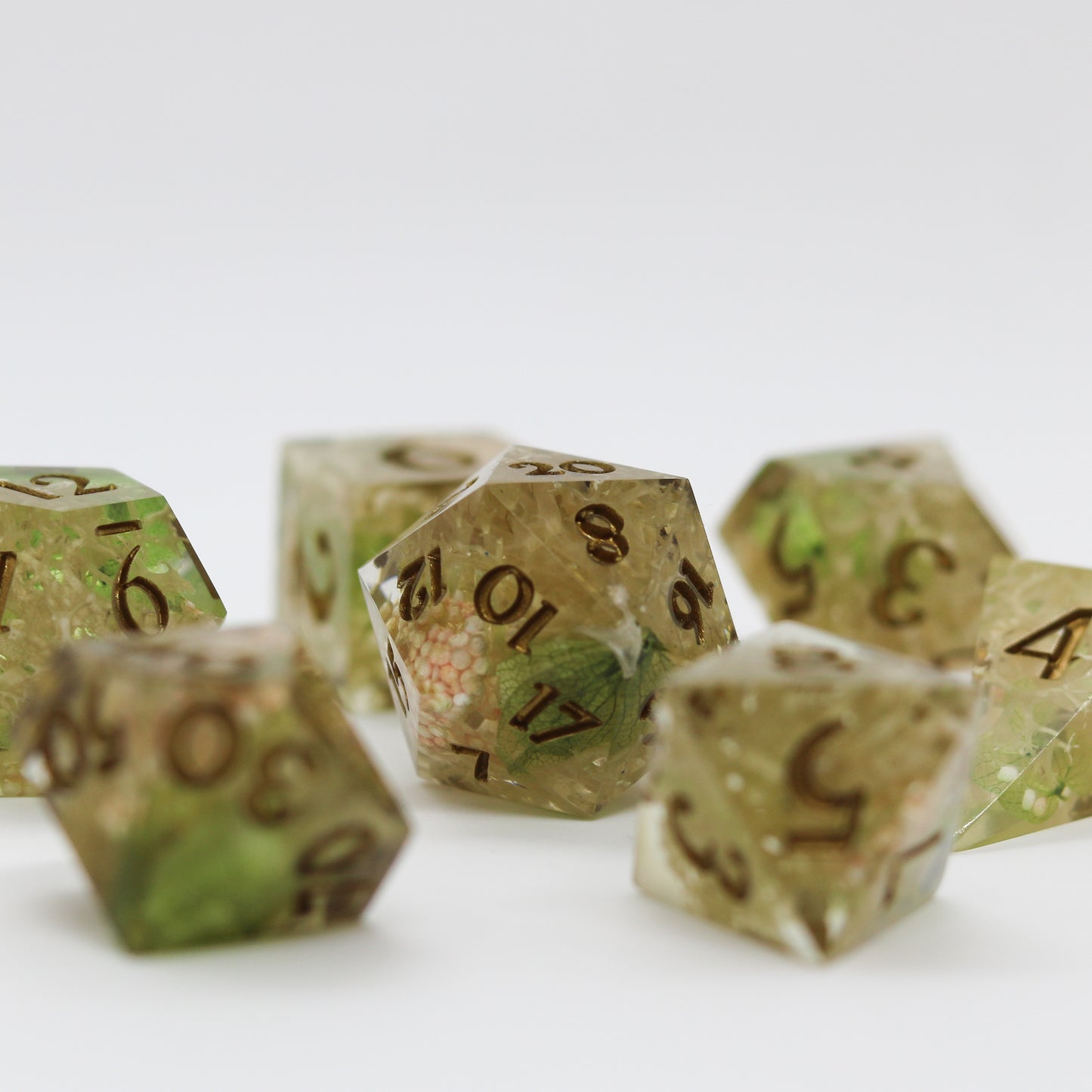 Spring Moss Epoxy Resin Dice Set