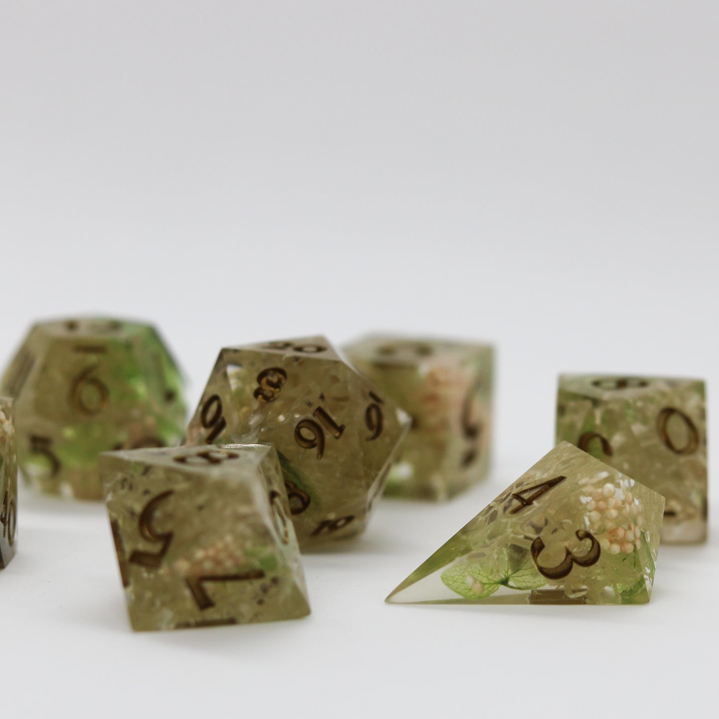 Spring Moss Epoxy Resin Dice Set