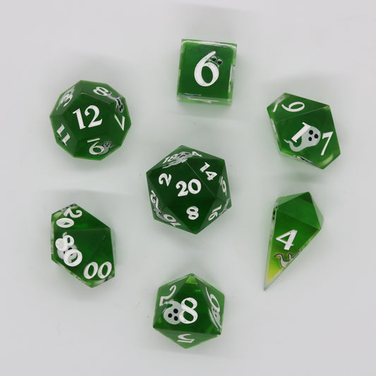 Ghostly Glow Epoxy Resin Dice Set