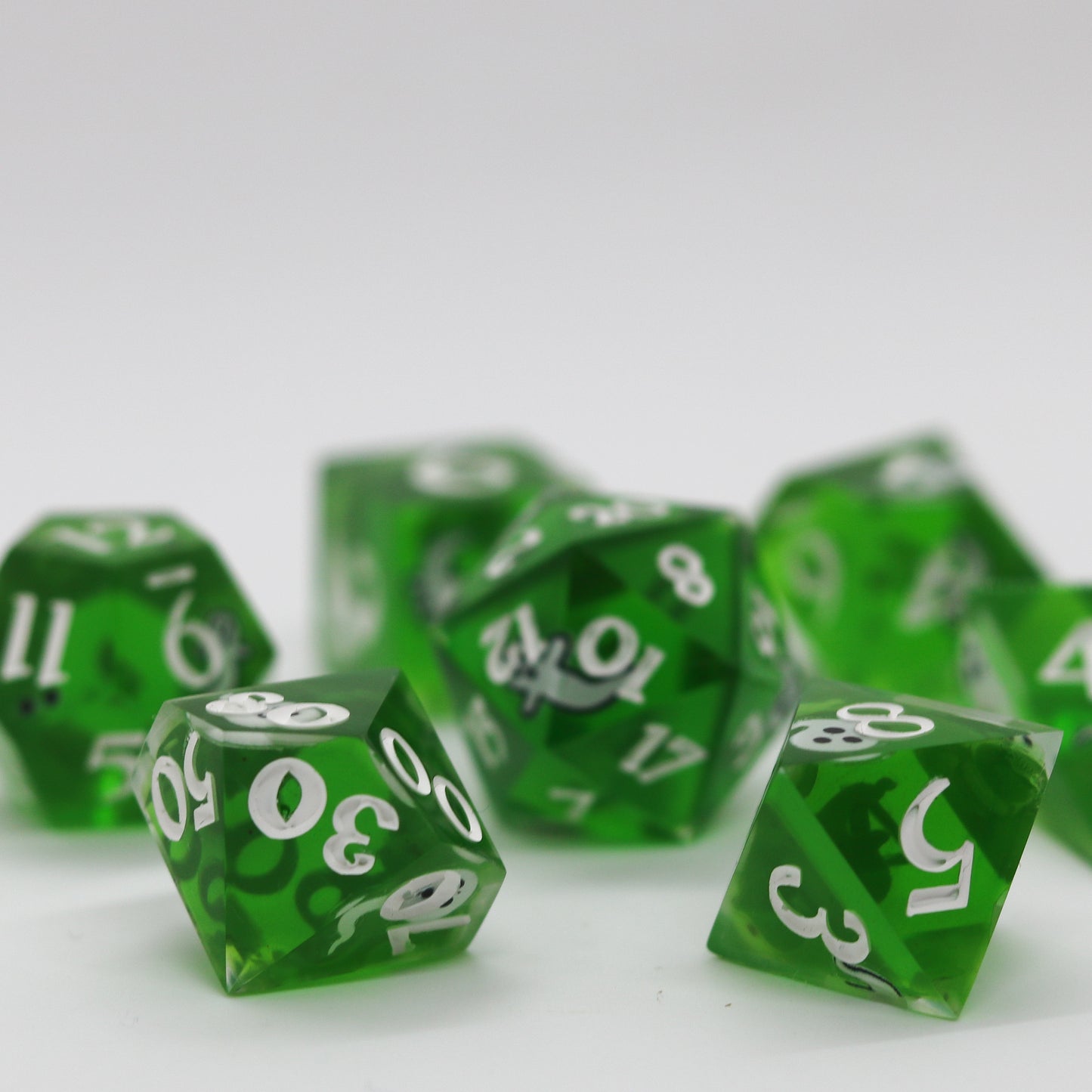 Ghostly Glow Epoxy Resin Dice Set