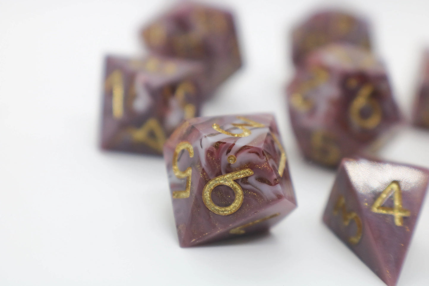 Burgundy Agate Epoxy Resin Dice (Old Design)