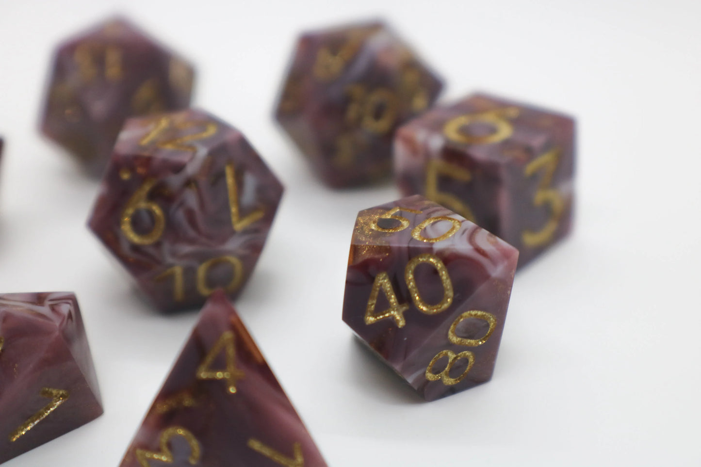 Burgundy Agate Epoxy Resin Dice (Old Design)