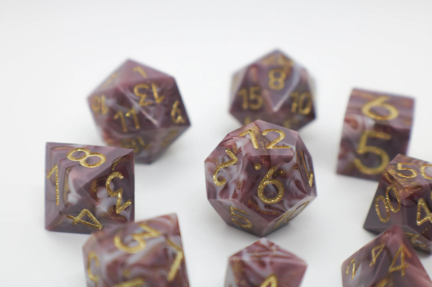 Burgundy Agate Epoxy Resin Dice (Old Design)