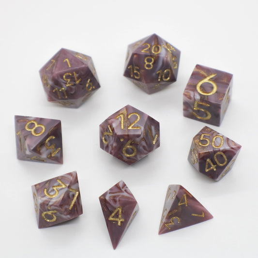 Burgundy Agate Epoxy Resin Dice (Old Design)