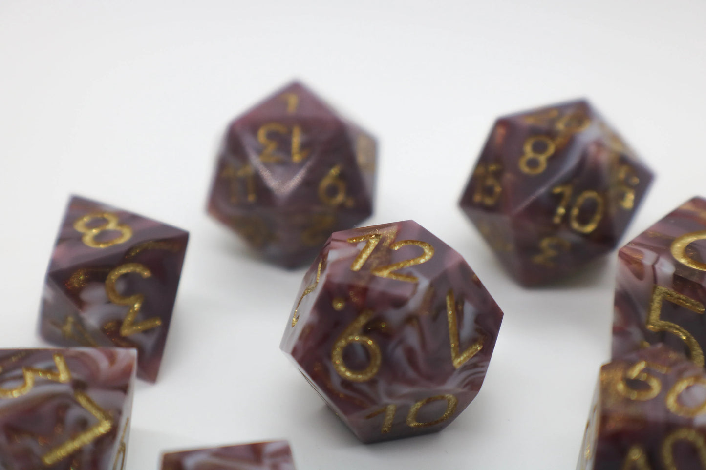 Burgundy Agate Epoxy Resin Dice (Old Design)