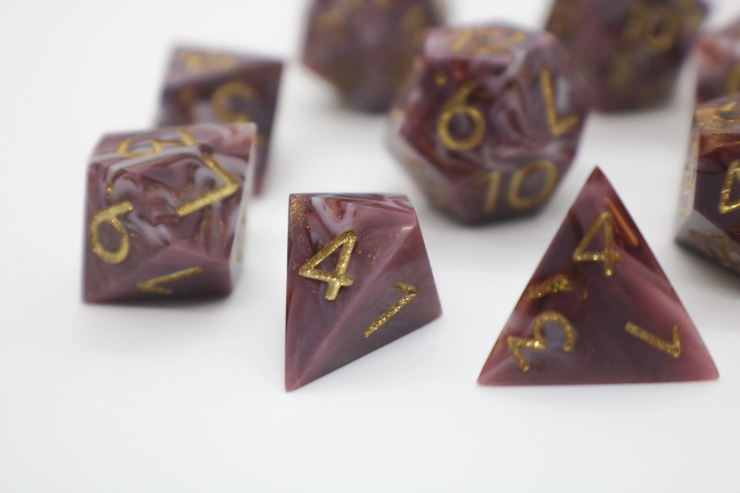 Burgundy Agate Epoxy Resin Dice (Old Design)