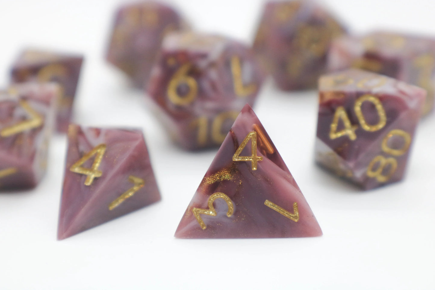 Burgundy Agate Epoxy Resin Dice (Old Design)